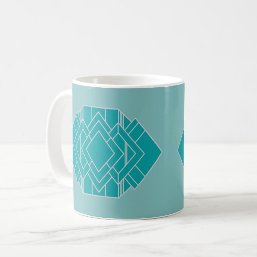 Mug Décor Art Déco turquoise inspiré (Devant gauche)