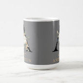 Mug Décor Blanc Floral Or Accents Monogramme A (Centre)