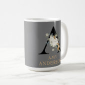 Mug Décor Blanc Floral Or Accents Monogramme A (Devant droit)