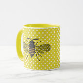 Mug Décor cadeau Motif BEE Jaune Polkadot tendance Nou (Devant gauche)