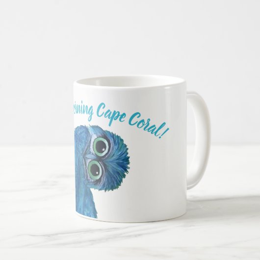 Mug Décor creusant bleu et vert de hibou (Devant droit)