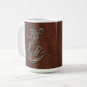 Mug Décor d'acajou nautique humide d'acier d'Ancre (Devant gauche)