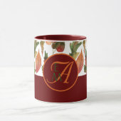 Mug Décor d'automne feuilles de Bourgogne monogrammé (Centre)