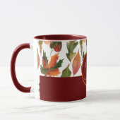 Mug Décor d'automne feuilles de Bourgogne monogrammé (Gauche)