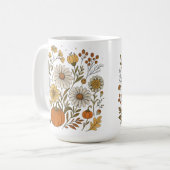 Mug Décor de citrouilles de fleurs sauvages d'automne (Devant gauche)