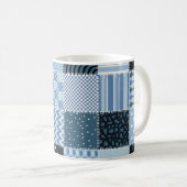 Mug Décor de courtepointe, patchwork géométrique, tons (Devant droit)