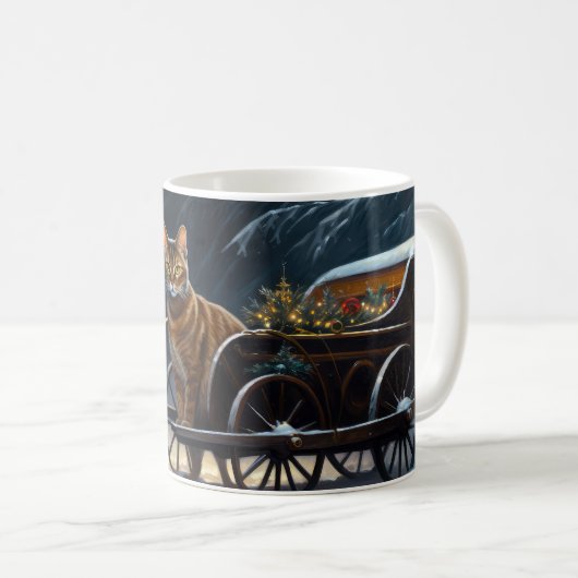 Mug Décor de Noël Abyssinian Snowy Sleigh Ride (Devant droit)
