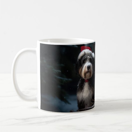 Mug Décor de Noël Bernedoodle Snowy Sleigh (Gauche)