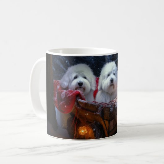 Mug Décor de Noël Coton De Tulear Snowy Sleigh (Devant gauche)
