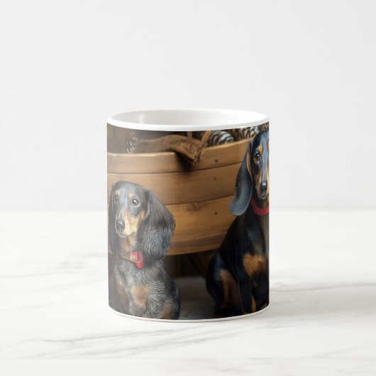 Mug Décor de Noël Dachshund Snowy Sleigh (Centre)