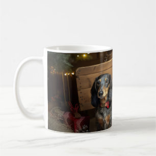 Mug Décor de Noël Dachshund Snowy Sleigh