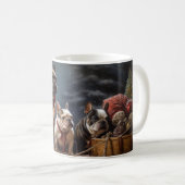 Mug Décor de Noël de Bulldog Snowy Sleigh (Devant droit)