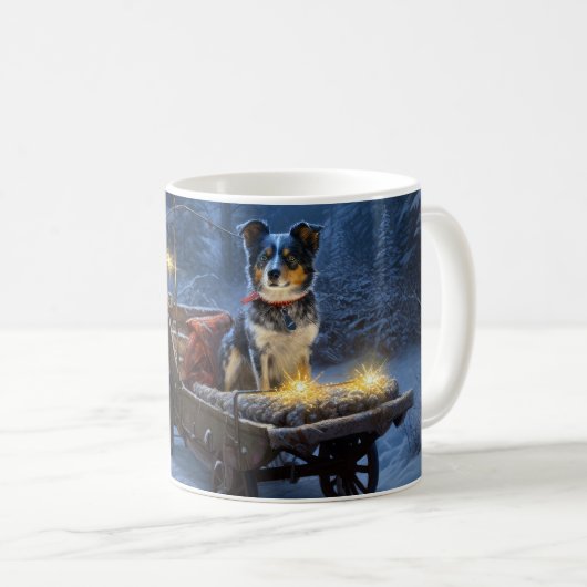Mug Décor de Noël de l'hélier bleu neige (Devant droit)