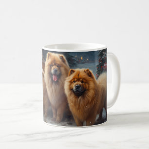 Mug Décor de Noël de traîneau enneigé Chow Chow