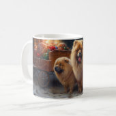 Mug Décor de Noël de traîneau enneigé Chow Chow (Devant gauche)