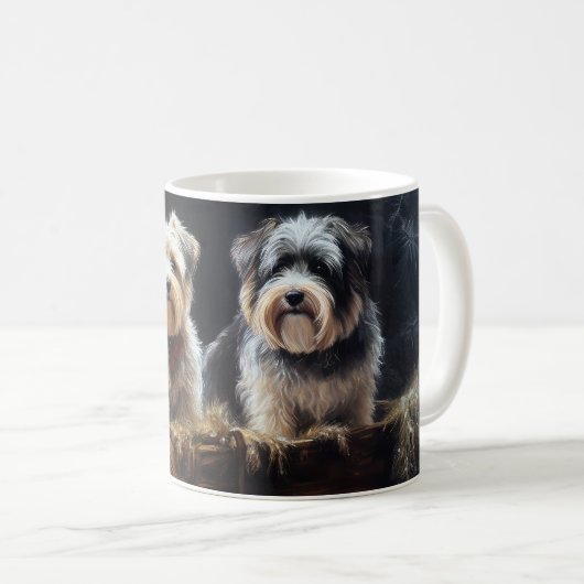 Mug Décor de Noël du Biewer Terrier Snowy Sleigh (Devant droit)
