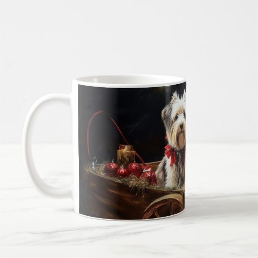 Mug Décor de Noël du Biewer Terrier Snowy Sleigh (Gauche)