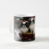 Mug Décor de Noël japonais Chin Snowy Sleigh (Devant gauche)