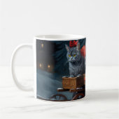 Mug Décor de Noël Oriental Blue Cat Snowy Sleigh (Gauche)