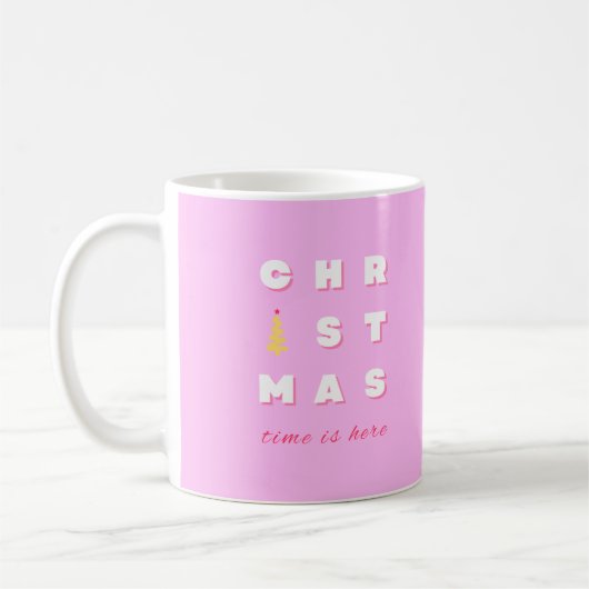 Mug Décor de Noël rose Abstrait (Gauche)