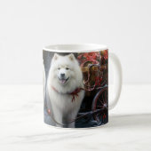 Mug Décor de Noël Samoyed Snowy Sleigh (Devant droit)