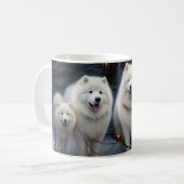 Mug Décor de Noël Samoyed Snowy Sleigh (Devant gauche)