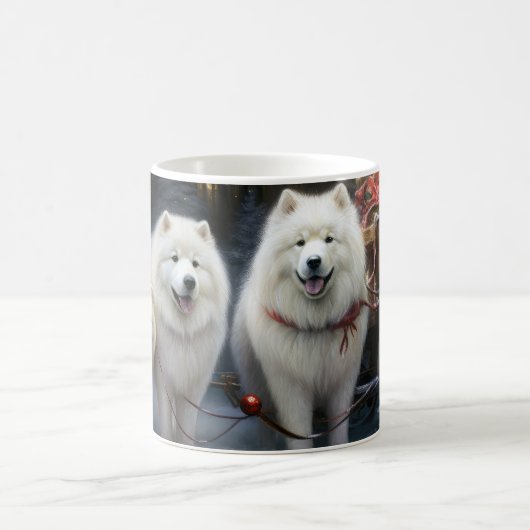 Mug Décor de Noël Samoyed Snowy Sleigh (Centre)