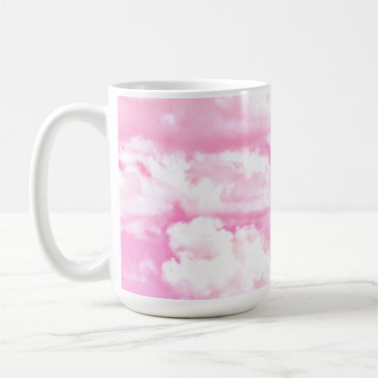 Mug Décor de nuages heureux rose fuchsia (Gauche)
