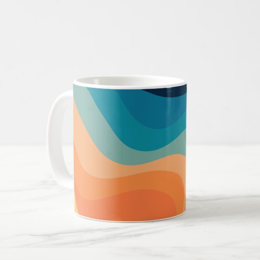 Mug Décor de style rétro des vagues (Devant gauche)