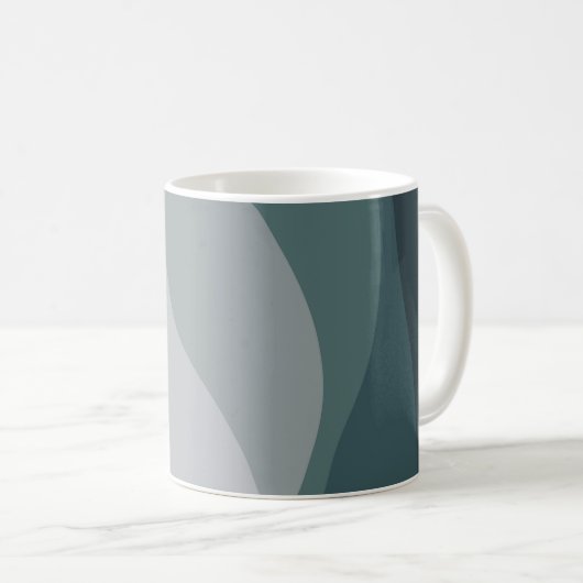 Mug Décor de vagues de style rétro violet et turquoise (Devant droit)