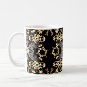 Mug Décor fleuri aux contours dorés. Élément de style