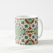 Mug Décor kaléidoscope beige turquoise (Devant droit)