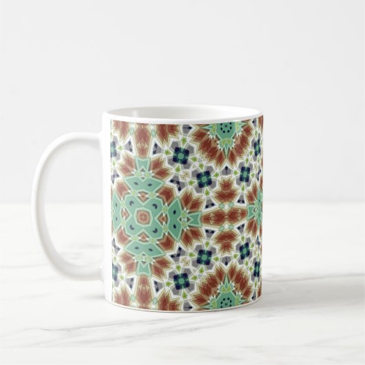 Mug Décor kaléidoscope beige turquoise (Gauche)