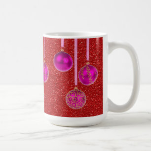 Mug Décor Noël Baies Rouge Paillettes Or Rose