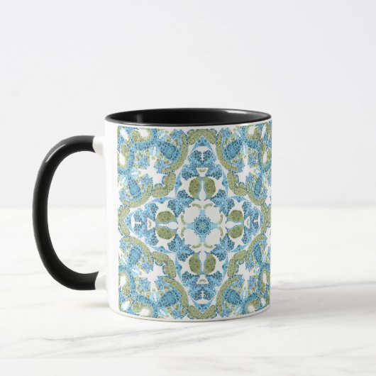 Mug Décor ornemental bleu vert blanc sans couture deco (Gauche)