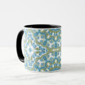 Mug Décor ornemental bleu vert blanc sans couture deco (Devant gauche)