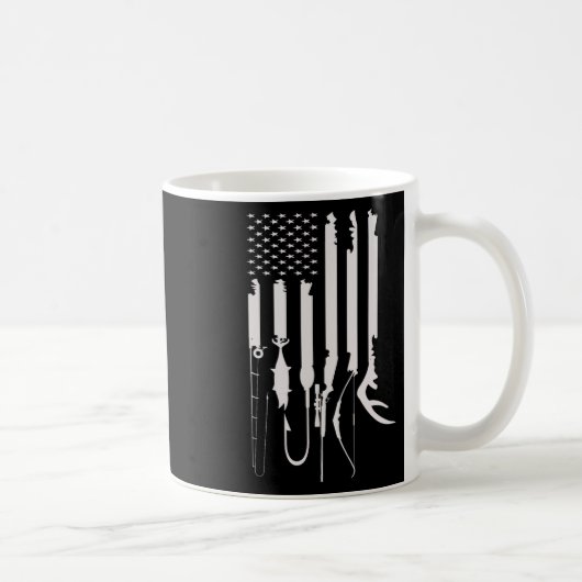 Mug Décor Thématique Drapeau Américain Chasse Pêche (Droite)