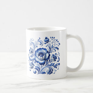 Mug Décor traditionnel cobalt porcelaine art populaire