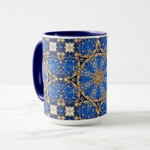 Mug Décoratif Bleu Or