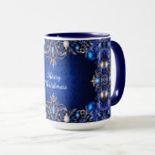 Mug décoratif bleu pour les fêtes (Devant droit)