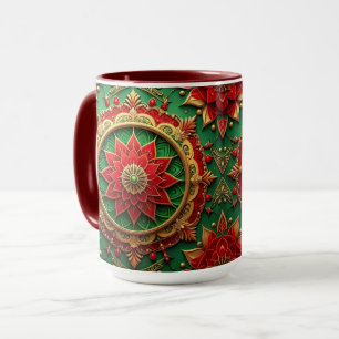 Mug décoratif de vacances rouge vert