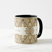 Mug Décoratif Fleurs Blanches en Or (Devant droit)