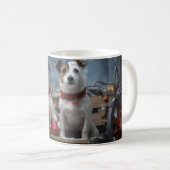 Mug Décoration de Noël Jack Russell enneigé (Devant droit)