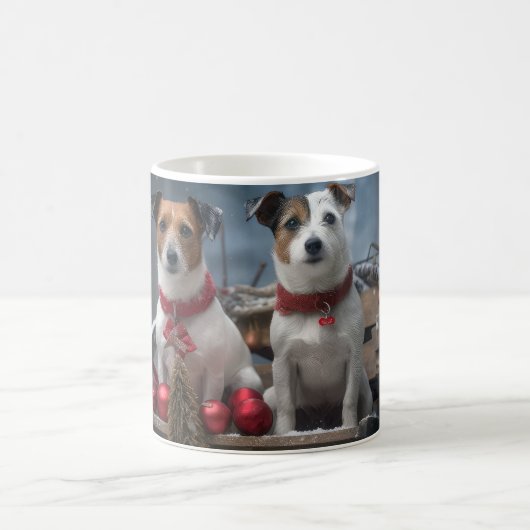 Mug Décoration de Noël Jack Russell enneigé (Centre)