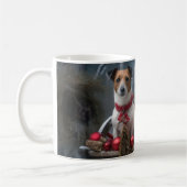 Mug Décoration de Noël Jack Russell enneigé (Gauche)