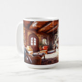 Mug Décoration de salon de cabane cosy (Devant gauche)