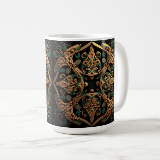 Mug Décoration Motif en bronze vert (Devant droit)