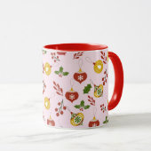Mug Décorations de Noël Verdure festive Rose (Devant droit)