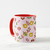 Mug Décorations de Noël Verdure festive Rose (Devant gauche)