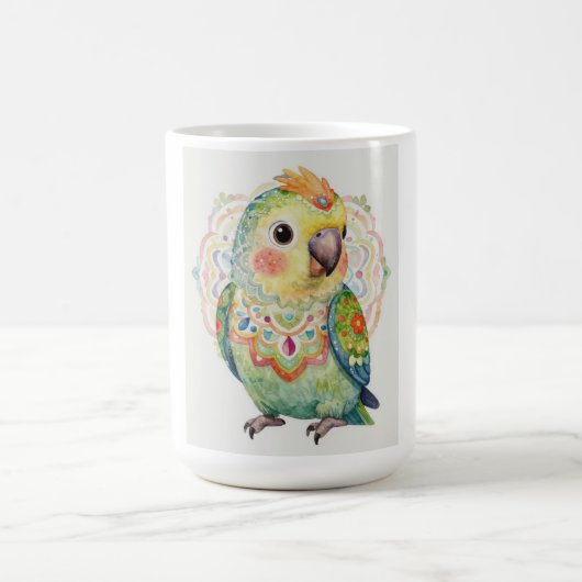 Mug Decorative Folk‑Art Parrot Illustration  (Centre)